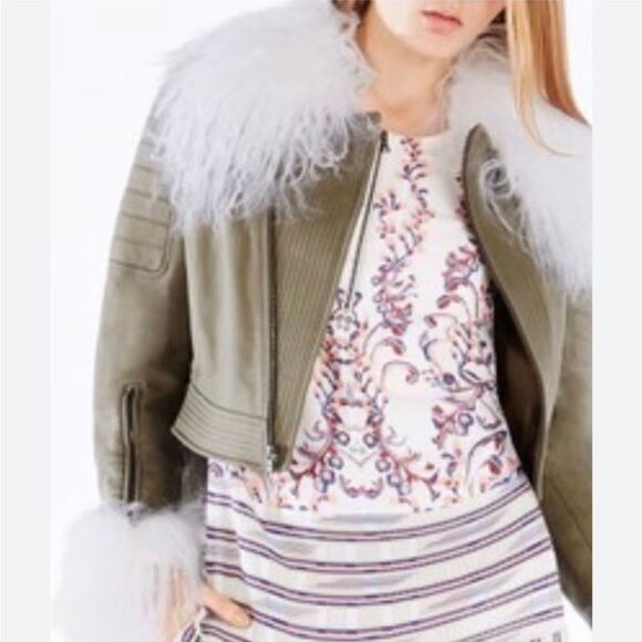 BCBG Maxazria Runway Olive  real fur Jacket, XXS - Picture 3 of 16